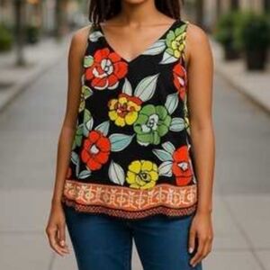 Crown & Ivy orange multi color Sleeveless Tank top size PP